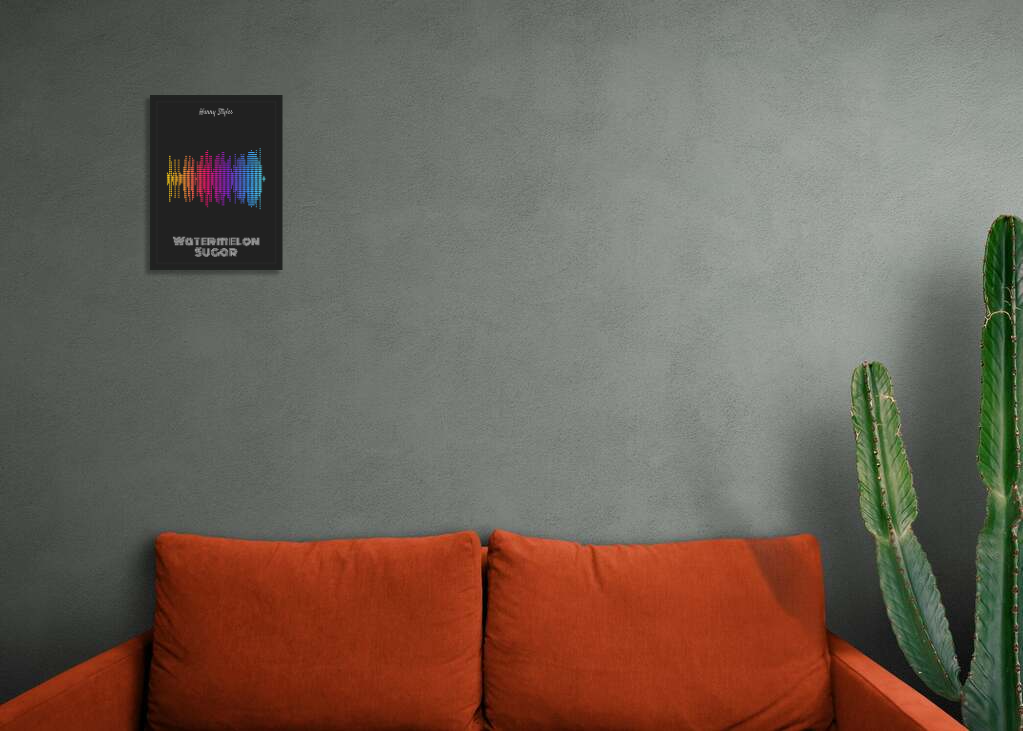 Harry Styles 'Watermelon Sugar' Dotted Soundwave Poster - Rainbow Colors on Dark Gray Background