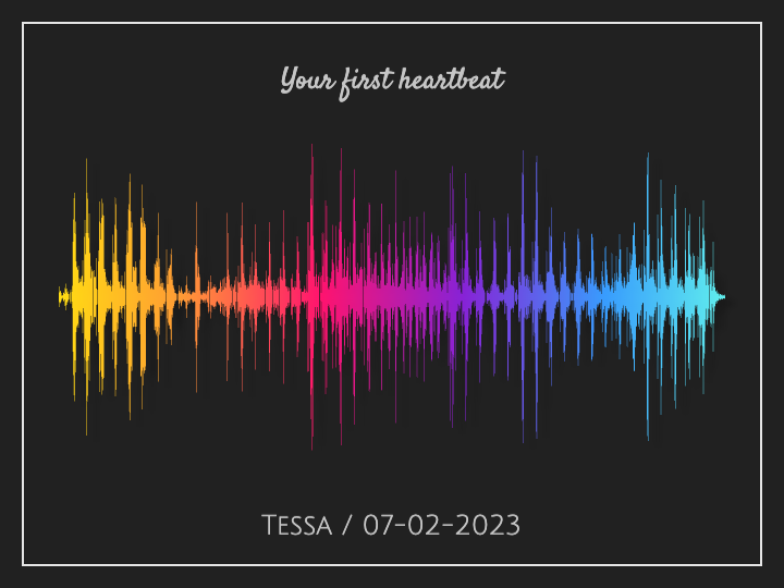 Baby's First Heartbeat Soundwave Poster - Rainbow Colors on Dark Gray Background