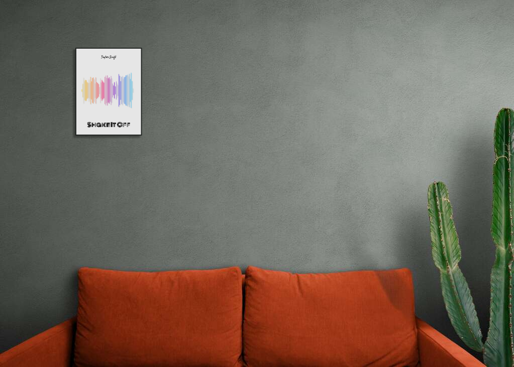 Taylor Swift 'Shake It Off' Soundwave Poster - Rainbow Colors on Off-White Background