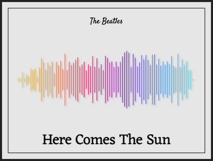 The Beatles 'Here Comes The Sun' Soundwave Poster - Rainbow Colors on Off-White Background