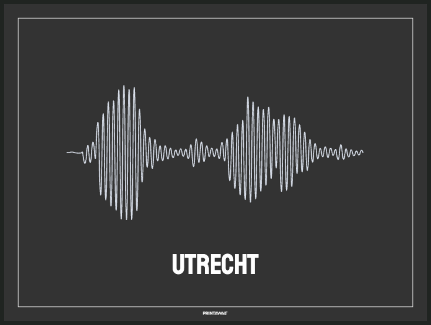 Curved Soundwave 'Utrecht' Poster - White Soundwave on Anthracite Background