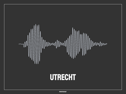 Curved Soundwave 'Utrecht' Poster - White Soundwave on Anthracite Background