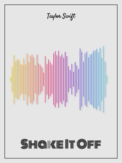 Taylor Swift 'Shake It Off' Soundwave Poster - Rainbow Colors on Off-White Background