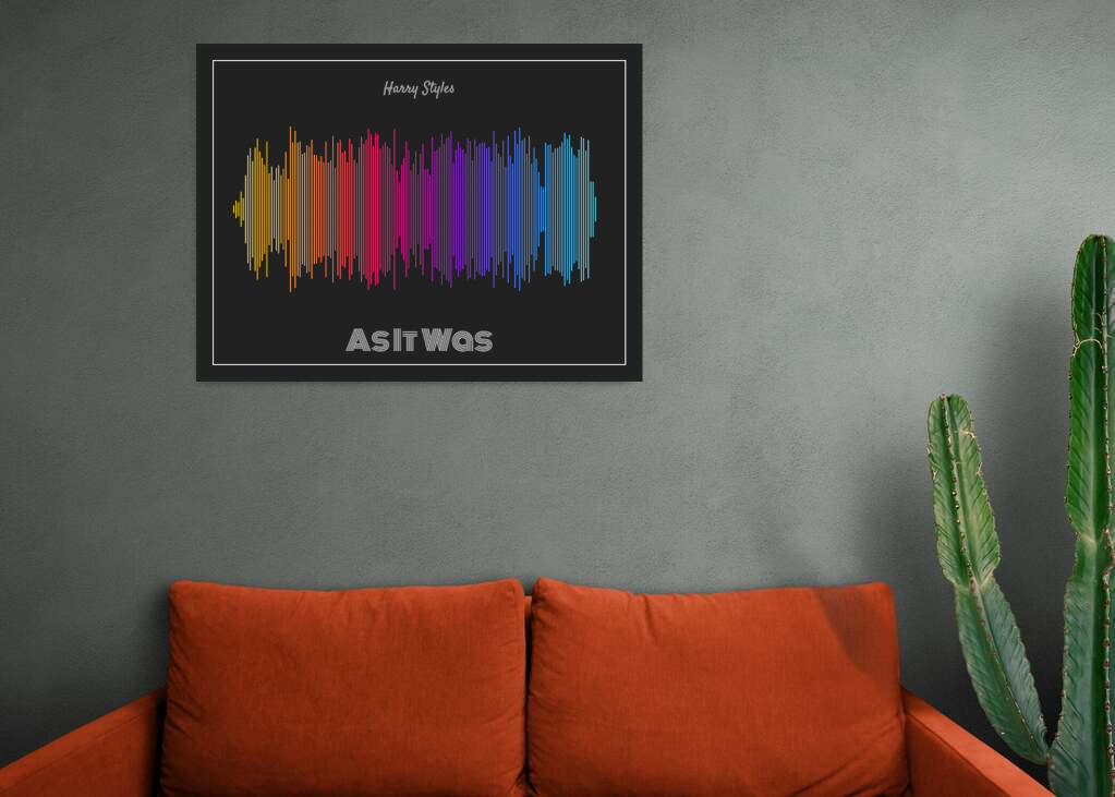 Harry Styles 'As It Was' Soundwave Poster - Rainbow Colors on Dark Gray Background