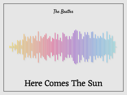 The Beatles 'Here Comes The Sun' Soundwave Poster - Rainbow Colors on Off-White Background