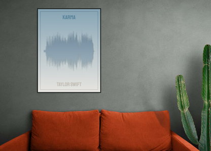 Taylor Swift 'Karma' Soundwave Poster - Blue Soundwave on Off-White to Blue Gradient Background