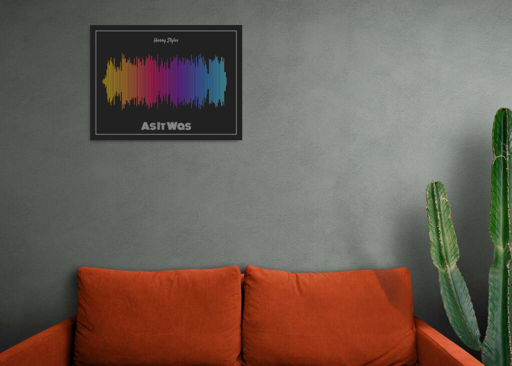 Harry Styles 'As It Was' Soundwave Poster - Rainbow Colors on Dark Gray Background