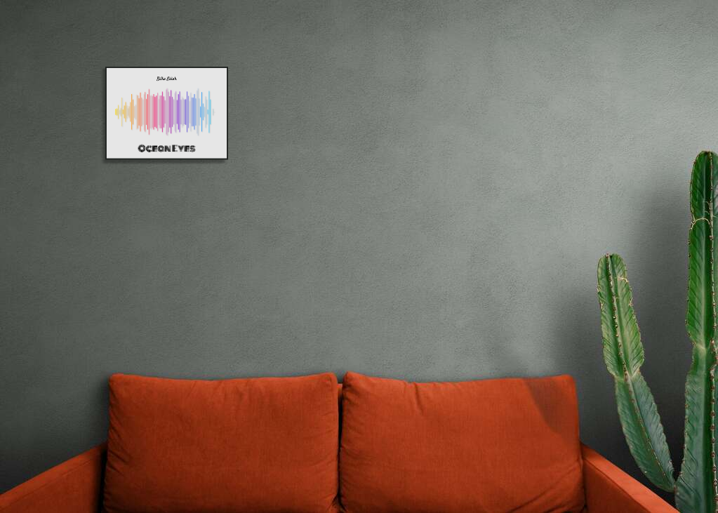Billie Eilish 'Ocean Eyes' Soundwave Poster - Rainbow Colors on Off-White Background