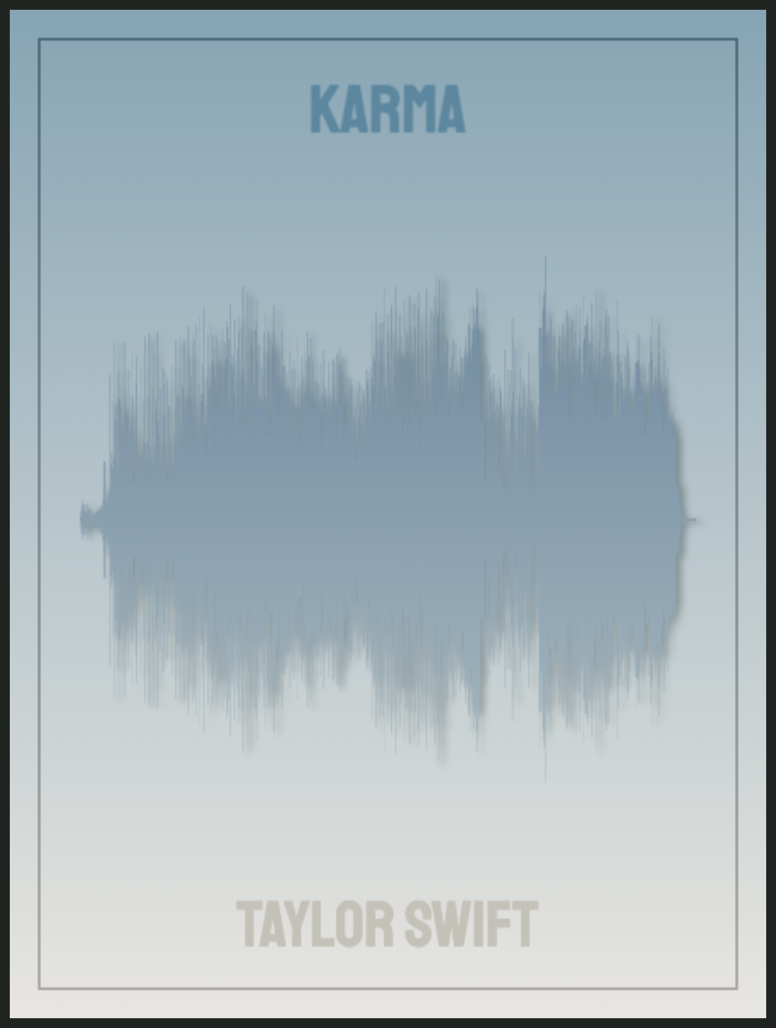 Taylor Swift 'Karma' Soundwave Poster - Blue Soundwave on Off-White to Blue Gradient Background