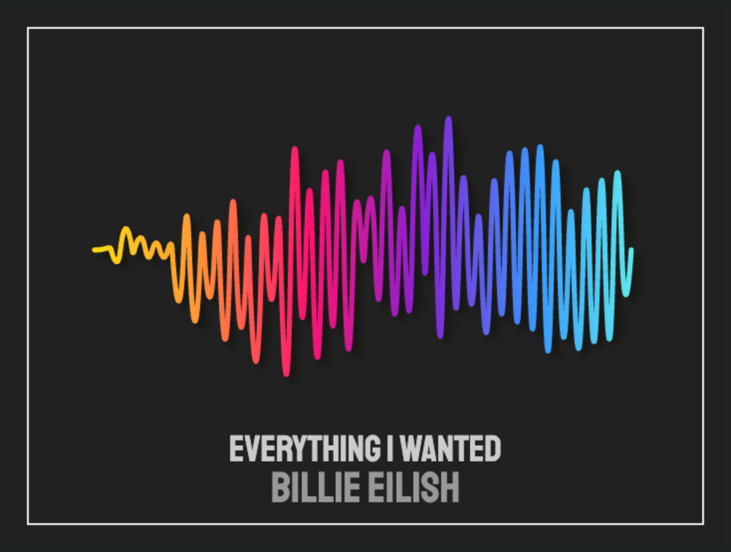 Billie Eilish 'Everything I Wanted' Soundwave Poster - Rainbow Colors on Dark Gray Background